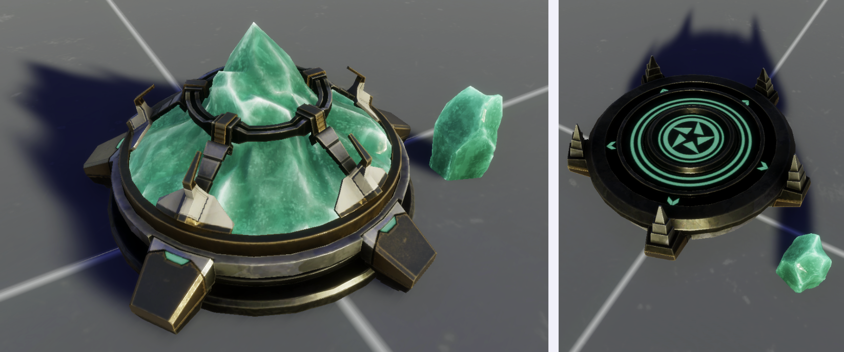 The Atlas crystal will eventually be emissive, and will glow when charged. The lifter will eventually run out of charge.